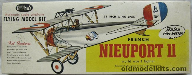 Guillows Nieuport 11 - 24 inch Wingspan for Free Flight or R/C Conversion, 203 plastic model kit